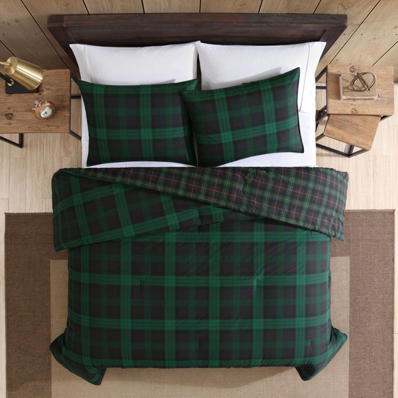 Eddie Bauer Woodland Tartan Plaid King Size Duvet Cover & Pillow Sham - Picture 1 of 3